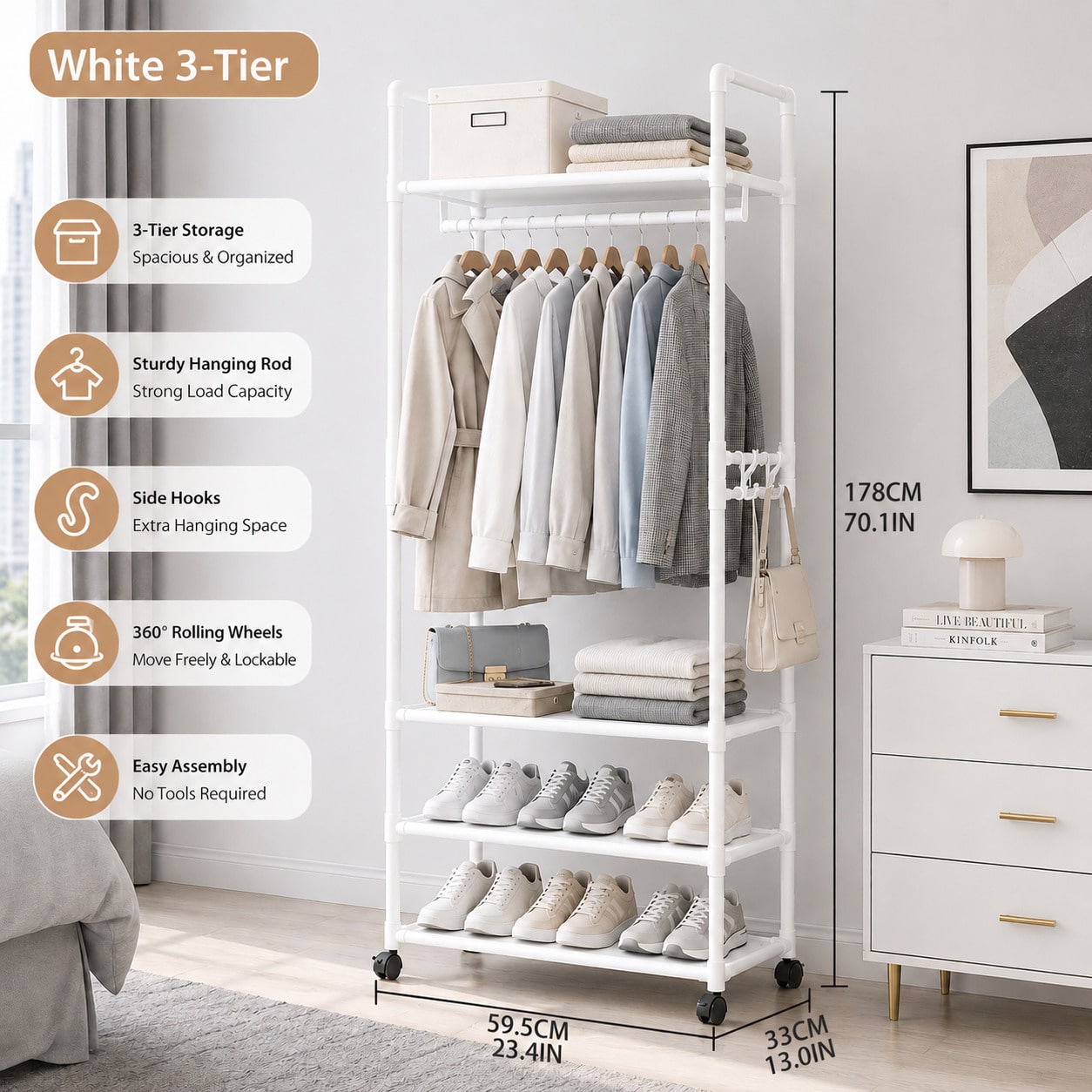 Rolling Clothes Rack With Whee - Rod Holder Fishing review and price