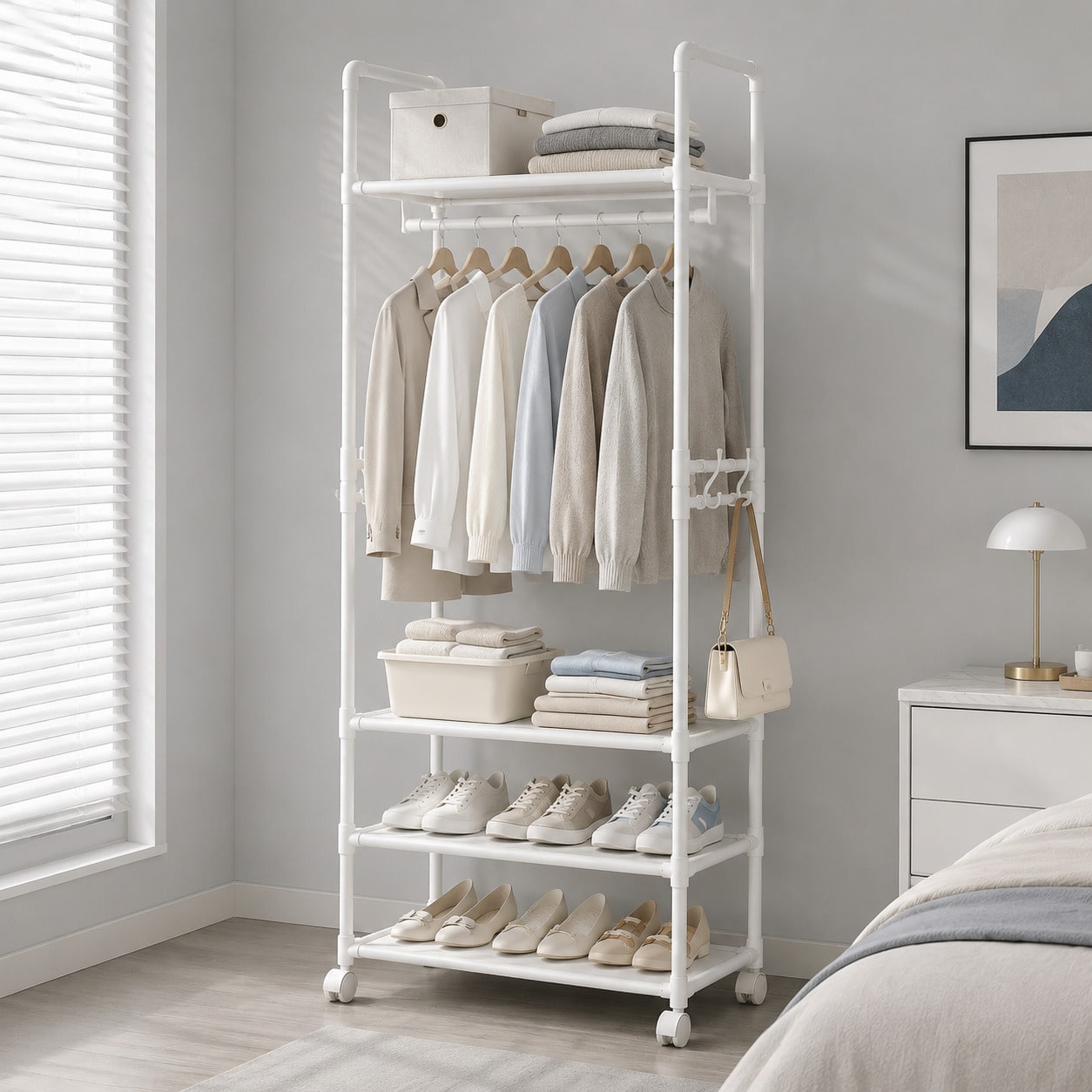 Rolling Clothes Rack With Whee - Rod Holder Fishing review and price