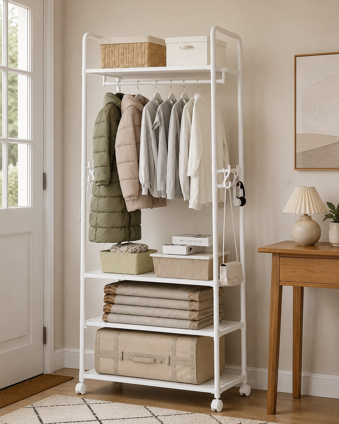 Rolling Clothes Rack With Whee - Rod Holder Fishing review and price